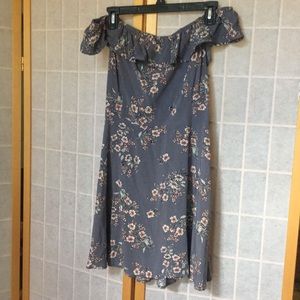 Muted purple and pink floral off Shoulder dress